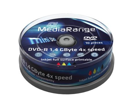 MediaRange - 10 x DVD-R (8cm) - 1.4 GB 4x - printbar overflade for ink jet - spindle (MR430)