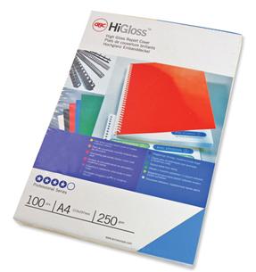GBC HiGloss A4 indbindingsomslag bagside 250g blå (CE020020)