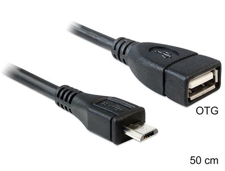 DELOCK USB-Kabel USB A -> micro B Bu/St 0,50m OTG (83183)