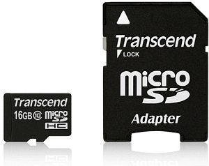 TRANSCEND MicroSDHC Card    16GB + Adapter / Class (TS16GUSDU1)