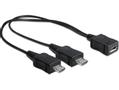 DELOCK USB-jakajakaapeli, 1xMicro B na - 2xMicro B ur, 20cm, musta
