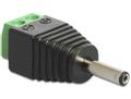 DELOCK DC-terminalblockadapter, 1,3x3,5x11mm, plus i mitten