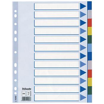 ESSELTE Divider PP A4 12 tabs multicolour (15262*10)