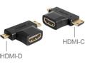 DELOCK HDMI adapter, 19-pin hun til Mini-HDMI/Micro-HDMI, sort