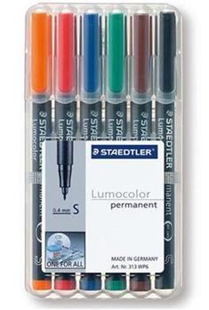 STAEDTLER 313 WP6 LUMOCOLOR PERMANENT PEN S (SET OF 6 COLORS) (313 WP6)