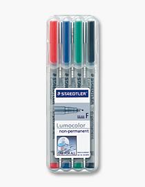STAEDTLER Lumocolor OHP Pen Non-Permanent Fine 0.6mm Line Assorted Colours (Pack 4) - 316WP4 (316 WP4)