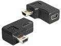 DELOCK USB-sovitin, USB-mini B 5-pin ur-na 90° kulma, musta