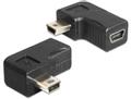 DELOCK USB-adapter, USB-mini B 5-pin hane till hona 90° vinklad, svart