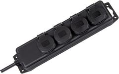 BRENNENSTUHL Steckdoseleiste mit Deckeln IP44 4fach 2m  sw