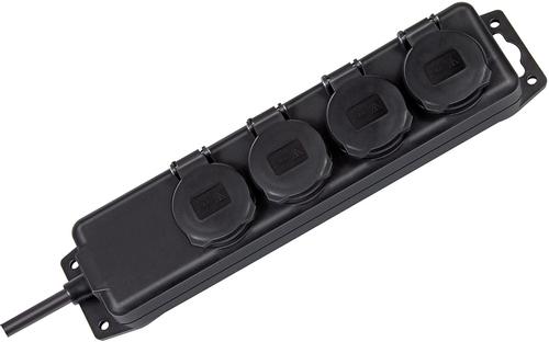 BRENNENSTUHL grenuttag 4xCEE 7/4, 1xCEE 7/7, IP 44, 2m kabel, svart (1159960)