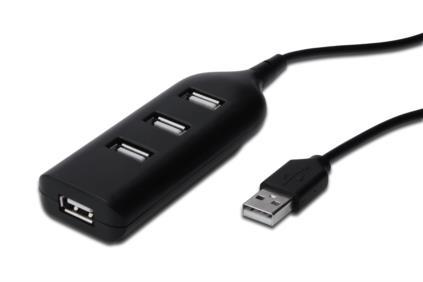 DIGITUS USB 2.0 Hub 4-Port 4 x USB A/F at Connected Cable (AB-50001-1)