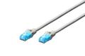 DIGITUS Patchkabel RJ45 U/UTP Cat5e 0.25m weiß Hebelschutz