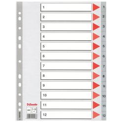 ESSELTE PP Index A4 1-12 Grey (sælges kun i hele kasser med 10 stk.) (100106)