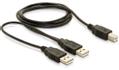 DELOCK USB Kabel Delock B -> 2x A St/St  1.00m sw