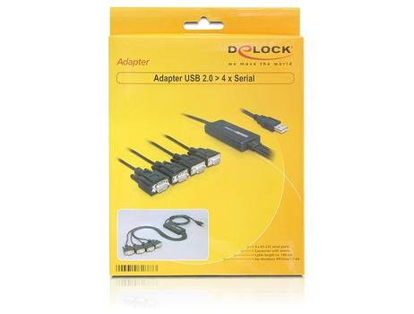 DELOCK USB Adapter USB A -> 4x D-Sub9 RS-232 St/St (61887)