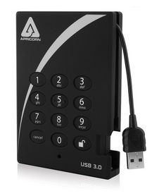 APRICORN 1000GB FORTRESS FIPS  PORTABLE USB HDD HW ENCRYPTED (A25-3PL256-1000F)