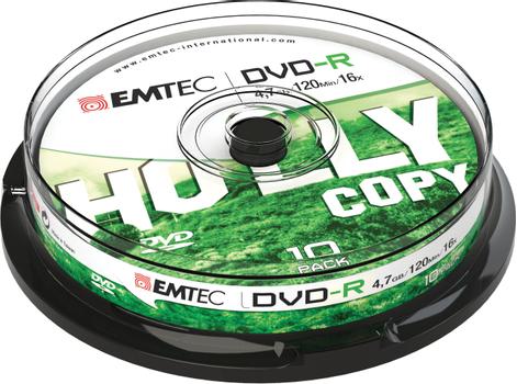 EMTEC DVD-R Emtec 4,7GB  10pcs 16x Cake NEW PACKAGING (ECOVR471016CB)