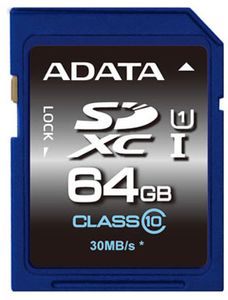 A-DATA Premier SDXC Memory Card, Class 10 UHS-I - 64 GB (ASDX64GUICL10-R)