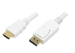 LOGILINK Display Port to HDMI cable, white, 2m (CV0055)