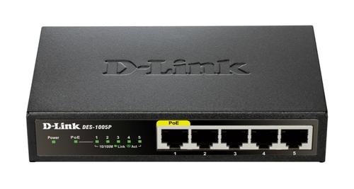 D-LINK 5-Port Fast Ethernet Desktop Switch w/ 1 PoE port (DES-1005P/E)
