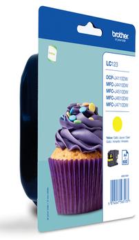 BROTHER LC123Y - High Yield - yellow - original - blister - ink cartridge - for Brother DCP-J100, J105, J132, J152, J552, J752, MFC-J245, J470, J650, J6520, J6720, J6920 (LC-123YBP)