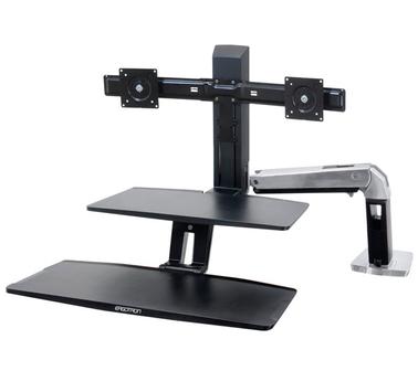 Ergotron WorkFit-A Dual Workstation with Suspended Keyboard Standing Desk - monteringssett - for 2 LCD-skjermer / tastatur / mus (24-392-026)