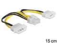 DELOCK Stromkabel 8pin EPS -> 2x 4pin Molex Bu/St 