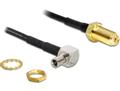 DELOCK antennadapter, TS-9 ha till RP-SMA ho, RG174, 0,14m, musta
