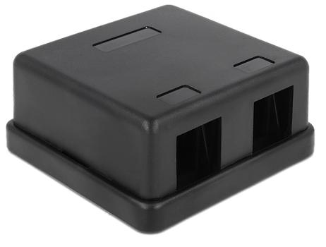 DELOCK Keystone låda, 2 portar, plast, svart (86257)