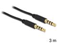 DELOCK Audio-Klinkenkabel 3m, schwarz [3,5mm 4 Pin