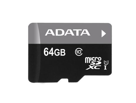 A-DATA ADATA Premier microSDXC Memory Card & Adapter, UHS-I - 64 GB (AUSDX64GUICL10-RA1)