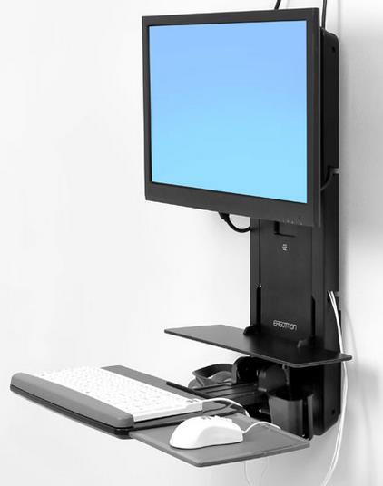 Ergotron - StyleView Sit-Stand Vertical Lift, Patient Room monteringssett - for LCD-skjerm / tastatur / mus / strekkodeskanner - svart