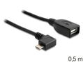 DELOCK Cable USB micro-B male > USB 2.0-A female OTG 50 cm angled