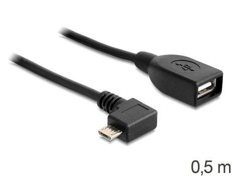 DELOCK Cable USB micro-B male > USB 2.0-A female OTG 50 cm angled (83271)