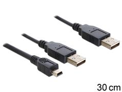 DELOCK USB Kabel 2x A -> mini B St/St 0.30m sw