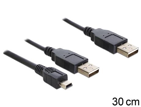 DELOCK USB Kabel 2x A -> mini B St/St 0.30m sw (83178)