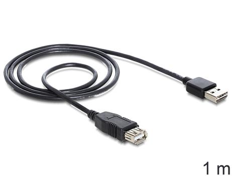 DELOCK USB Kabel A -> A St/Bu 1.00m sw Easy USB Verl. (83370)