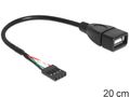DELOCK USB Kabel Pinheader 4Pin -> USB-A Bu/Bu 0.20m