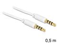 DELOCK cable Audio 3.5mm male/male 4-pin white 0.5m