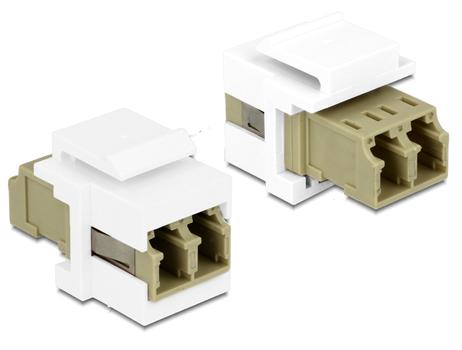DELOCK Keystone Module LC Duplex female to LC Duplex female beige / wh (86347)