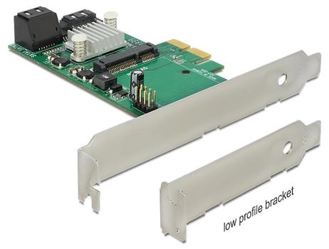DELOCK kontrollerkort,  PCI-E 2.0 x4, SATA 6, 1xmSATA, 3x SATA 7-pin (89371)