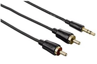 HAMA Kabel Audio 3, 5mm-2xRCA 1,5m Svart Flexislim TL (00122302)