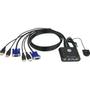 ATEN CS22U 2-Port USB KVM Switch, Remote port selector, 0.9m cables