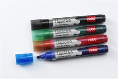 NOBO Whiteboardpenner flytende blekk 6 stk. For whiteboards og flippoverblokker, sort, rød, blå, grønn, orange, lilla
