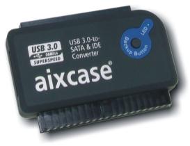 AIXCASE USB 3.0-to-SATA&/ IDE-Konverter OTB, mit Netzteil GS (AIX-BLUSB3SI-PS)