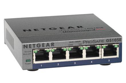 NETGEAR 5 Port Gigabit Plus Switch with PoE - Desktop  2 PoE 802.3af up to 22w PoE budget - NO POWER SUPPLY - Powered by PoE (GS105PE-10000S)