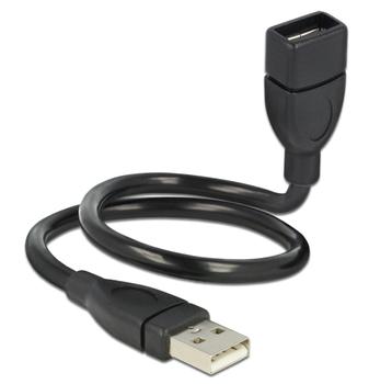 DELOCK 83498, Formbar USB-kabel,  USB Typ A ha - ho, 0,35m, svart (83498)