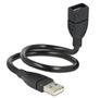 DELOCK 83498, Formbar USB-kabel, USB Typ A ha - ho, 0,35m, svart