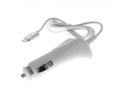 INSMAT - Strömadapter för bil - 2.1 A (USB) - på kabel: 30-pin Apple - vit - för Apple iPad/iPhone/iPod (Apple Dock)