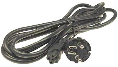 LinkIT strøm CEE 7/7 til C5,  3 m "Mikke Mus" kabel. Vinklet CEE 7/7 (NYESCC5-3M)